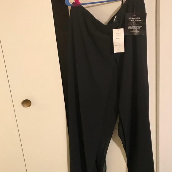 Black Chiffon High Split Pants - Picture 3 of 4